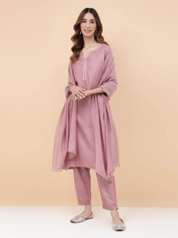 Fabindia - Pink Cotton Silk Woven Dupatta