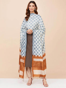 Fabindia - Grey Silk Printed Dupatta