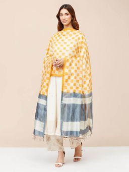 Fabindia - Yellow Silk Printed Dupatta