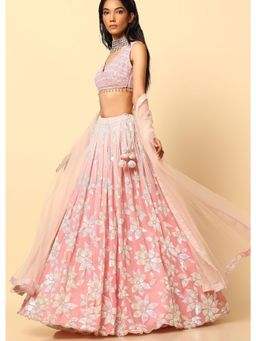 Meenagurnam - Pink Lehenga with Blouse and Dupatta