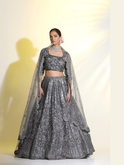 Meenagurnam - Dori Work with Grey Sequin Hand Embellishment Lehenga with Choli and Dupatta
