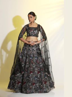 Meenagurnam - Sequin Black Dori Combine Lehenga with Choli and Dupatta