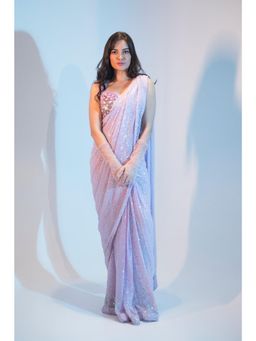 Meenagurnam - Embroidered Lavender Saree with Stitched Blouse