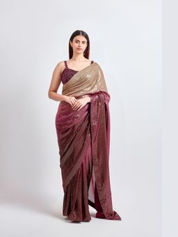 Meenagurnam - Ombre Tone Multicolor Saree with Stitched Blouse