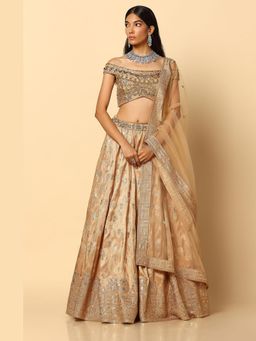 Meenagurnam - Gold Handwork Lehenga with Blouse and Dupatta