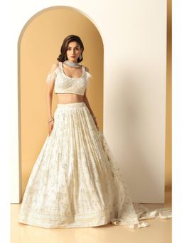 Meenagurnam - Peach Sequin Work Lehenga With Choli And Dupatta