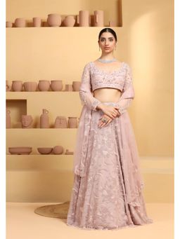 Meenagurnam - Beads flower Jaal Lehenga With Choli And Dupatta