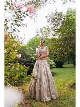 Meenagurnam - Beige Lehenga With Choli And Dupatta