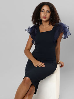 PINACOLADA - Womens Solid Navy Blue Regular Fit Dress