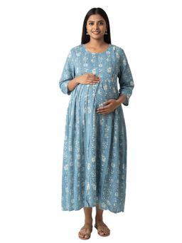 Putchi - Light Turquoise Round Neck Bohemian Breeze Feeding Dress
