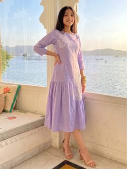 Dora Dori - Lavender Embroidered Maxi Dress