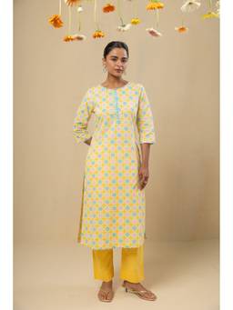 RATAN JAIPUR - Raagini Cotton Yellow Kurta
