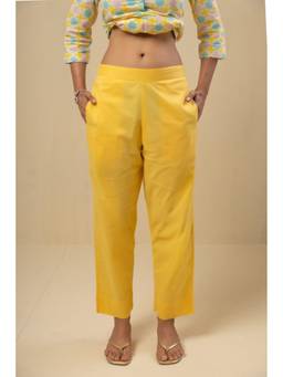 RATAN JAIPUR - Tapered Cotton Yellow Pant