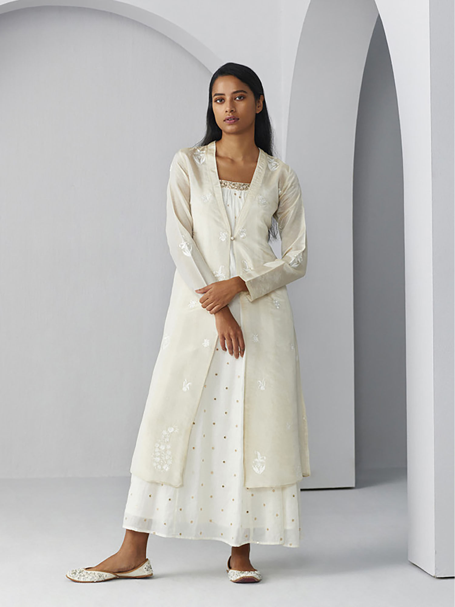 ancestry Beige Ombre Embroidered Ethnic Jacket-picture-22