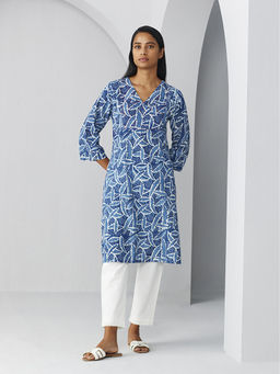Ancestry - Indigo Batik Printed Kurta