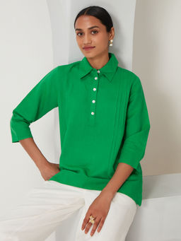 Ancestry - Green Collar Shirt Top