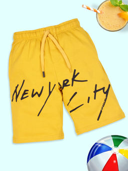 KiddoPanti - Boys Cotton Knee Length Knit New York City Printed Shorts