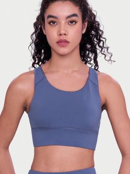 Enamor - Grey Wide Straps Seamed T-Back Basic Workout Sports Bra