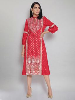 Aurelia - Red Printed Flared Dress