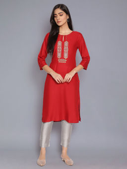 W - Rich Red Light Festive Kurta
