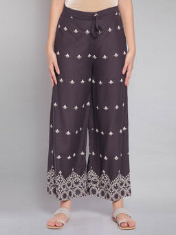 W - Dark Grey Printed Parallel Pants