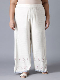 W - Ecru Floral Print Parallel Pants
