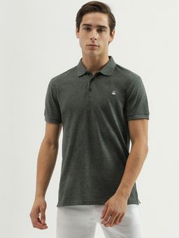 United Colors of Benetton - Regular Fit Polo Neck Textured Mens T-Shirt - Olive