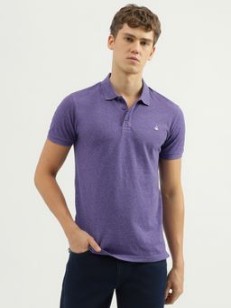 United Colors of Benetton - Regular Fit Polo Neck Textured Mens T-Shirt - Purple