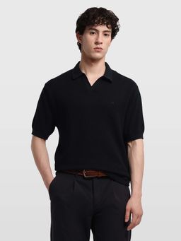 Arrow - Men's Black Textured Regular Fit Polo T-Shirt