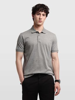 Arrow - Men's Grey Striped Regular Fit Polo T-Shirt