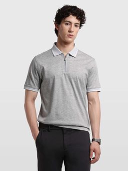 Arrow - Men's Grey Striped Regular Fit Polo T-Shirt