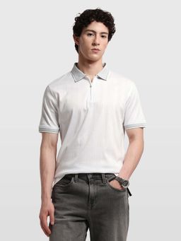 Arrow - Men's White Striped Regular Fit Polo T-Shirt
