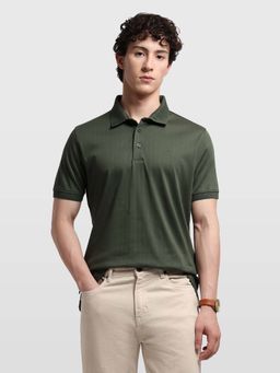 Arrow - Men's Green Striped Regular Fit Polo T-Shirt