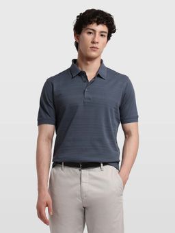 Arrow - Men's Self Design Horizontal Striped Regular Fit Polo T-Shirt