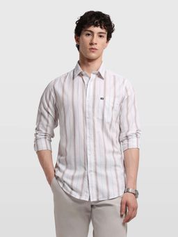 Arrow Sports - Men's White Vertical Striped Aquarelle Drift Shirt