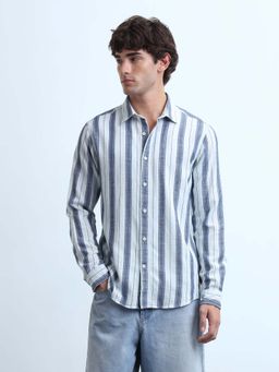 Flying Machine - Men's Vertical Striped Herringbone Shirt