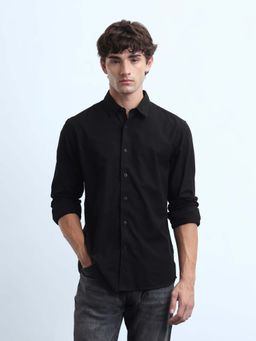 Flying Machine - Men's Black Solid Slim Fit Shirt