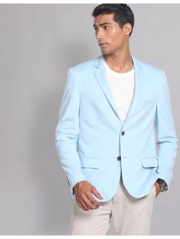 AD By Arvind - Slim Fit Solid Blazer Light Blue