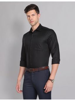 AD By Arvind - Solid Twill Cotton Formal Shirt Black