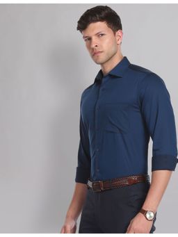 AD By Arvind - Everlast Press Herringbone Weave Formal Shirt Blue