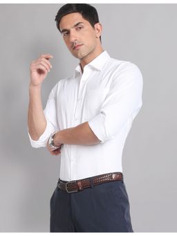 AD By Arvind - Regular Fit Cotton Dobby Formal Shirt White