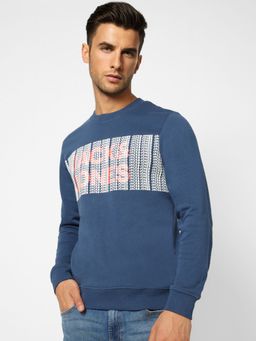 Jack & Jones - Men Printed Blue Sweatshirt