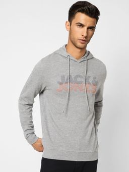 Jack & Jones - Men Printed Grey Sweatshirt