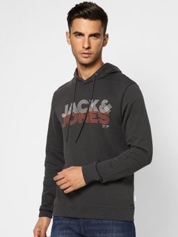 Jack & Jones - Men Printed Grey Sweatshirt
