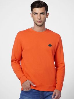 Jack & Jones - Men Solid Orange Sweatshirt
