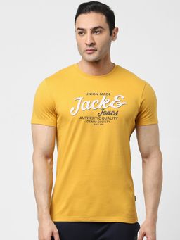 Jack & Jones - Men Printed Yellow T-shirt