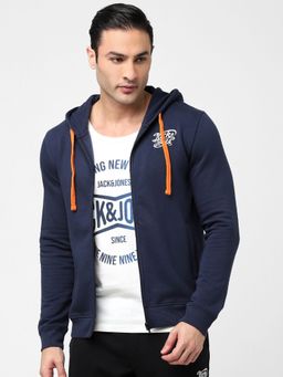 Jack & Jones - Men Printed Blue Hoddie