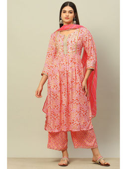 Rangriti - Black Viscose Shantoon Straight Embroidered Kurta with Palazzo and Dupatta (Set of 3)