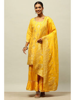 Rangriti - Dusty Blue Viscose Shantoon Embroidered Kurta with Palazzo and Dupatta (Set of 3)