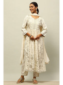 Rangriti - Black Viscose Shantoon Straight Embroidered Kurta with Trouser and Dupatta (Set of 3)